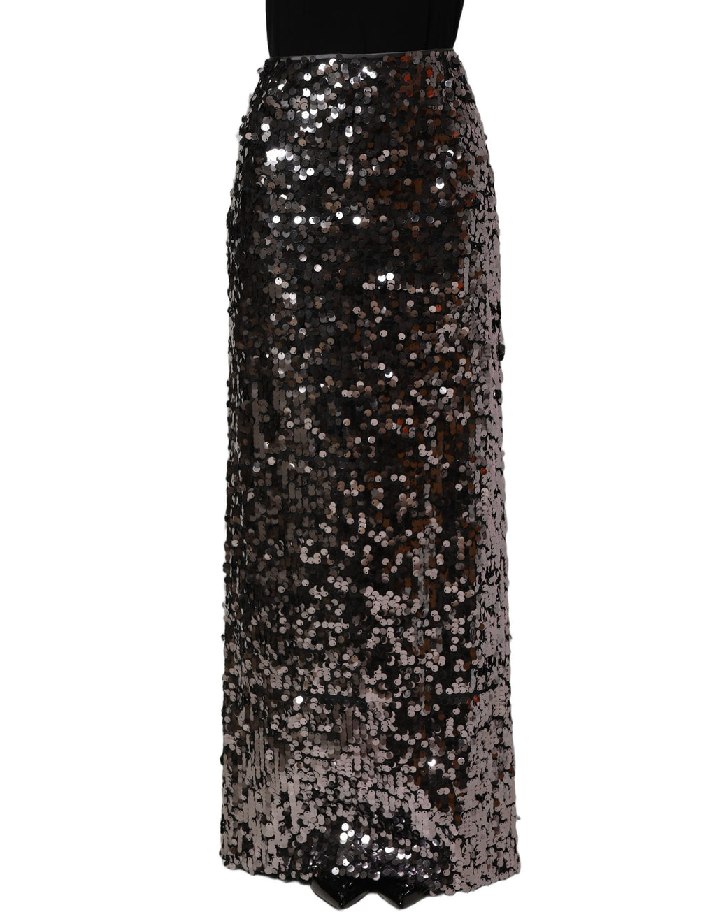 Brown Sequinned Embellished Pencil Cut Skirt