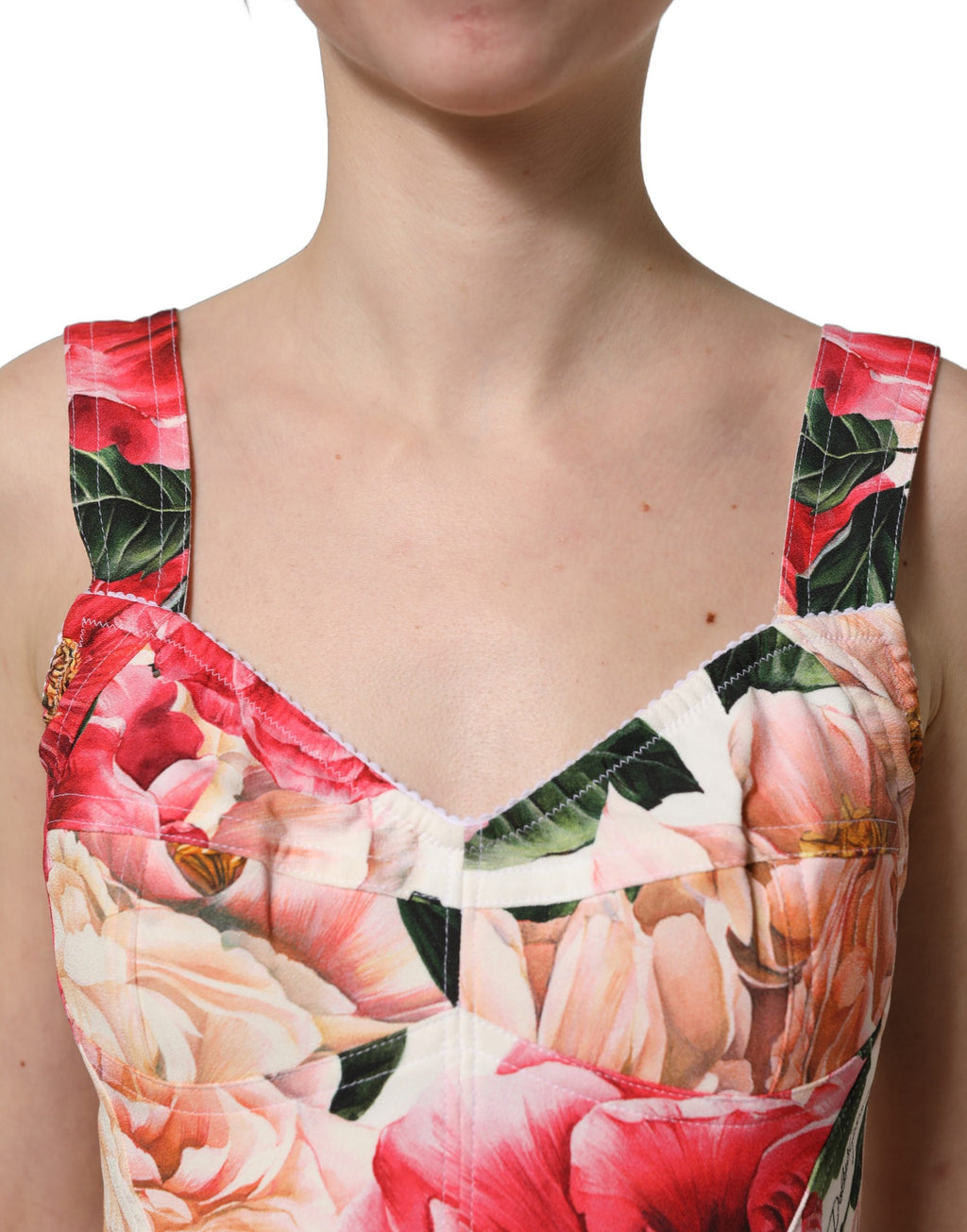Multicolor Floral Cropped Bustier Tank Top
