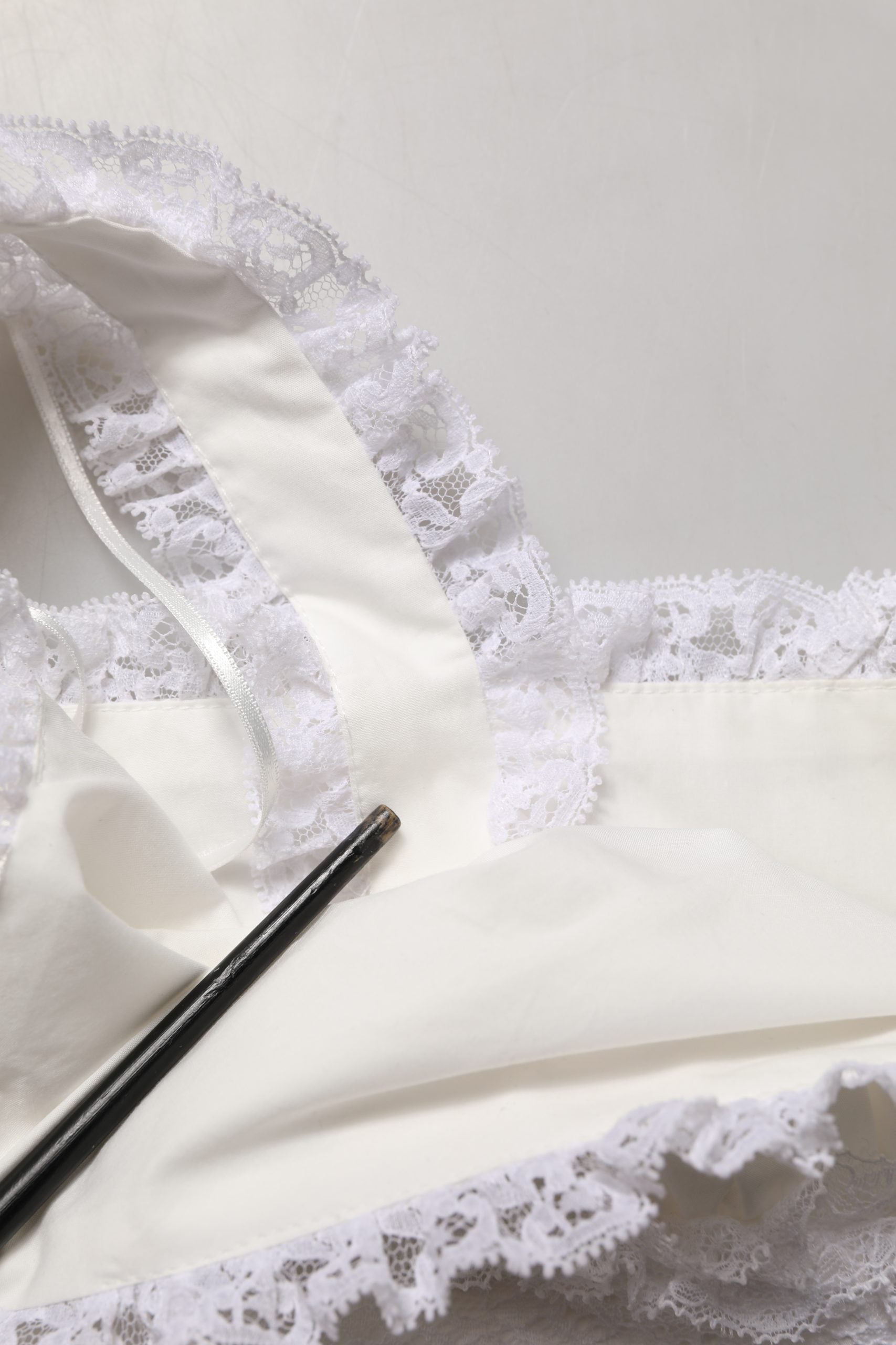 White Lace Trimmed Cotton Cropped Tank Top