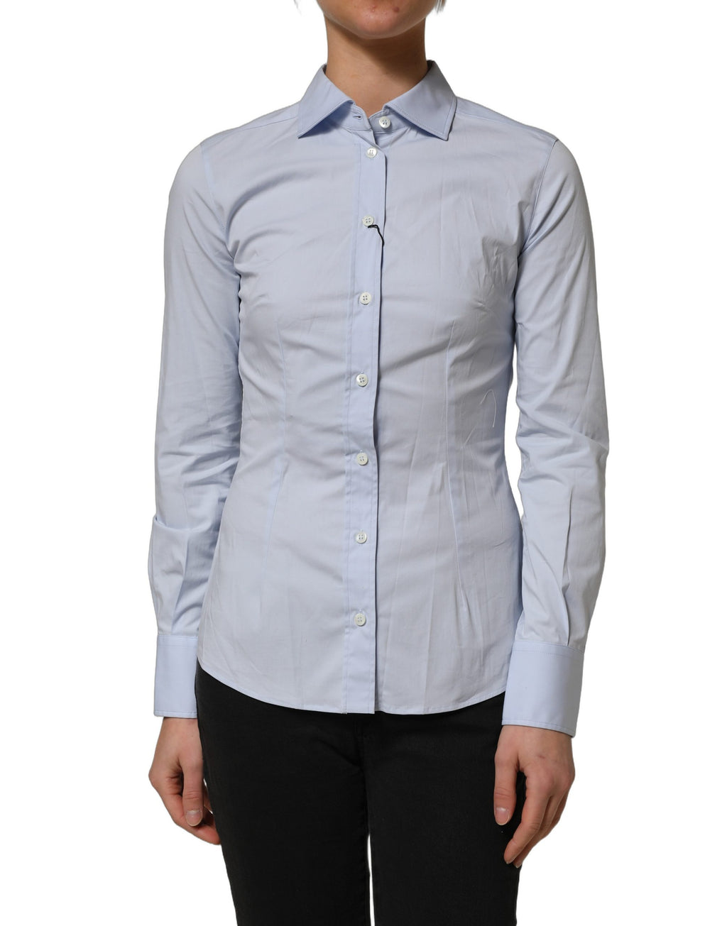 Blue Collared Long Sleeves Dress Shirt Top