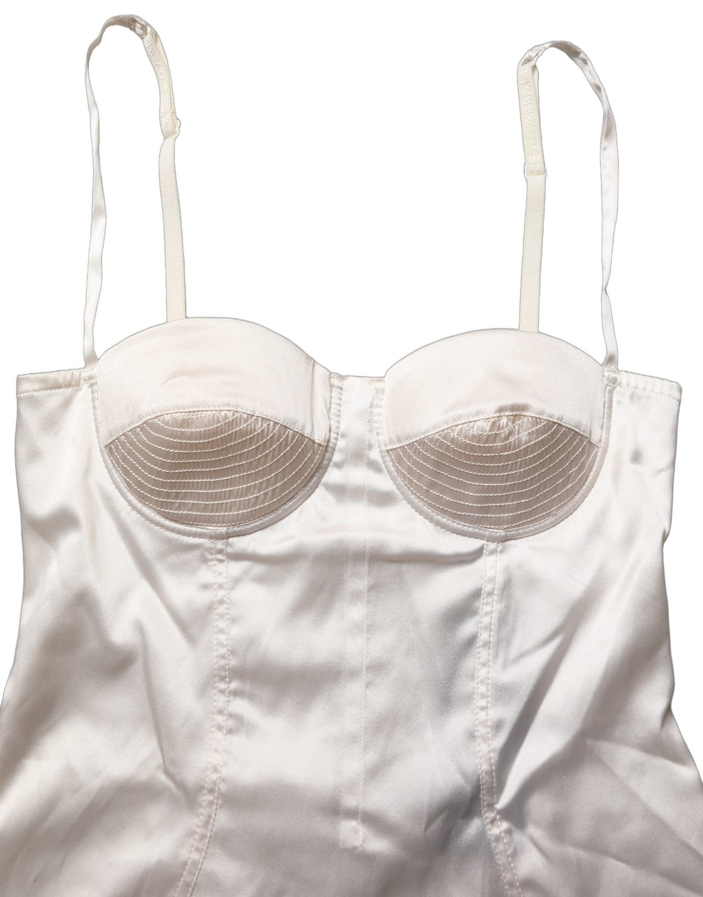 White Silk Satin Padded Bra Corset Style Top