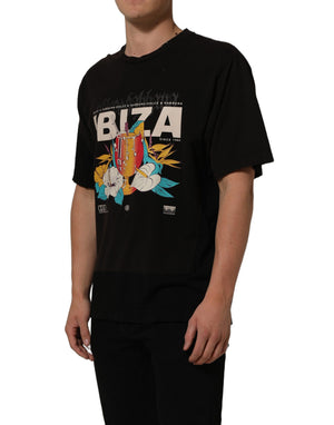 Black Tropical "IBIZA" Men Crew Neck T-shirt