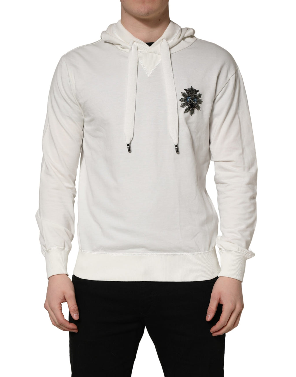 White Cotton Hooded Sweatshirt Sweater