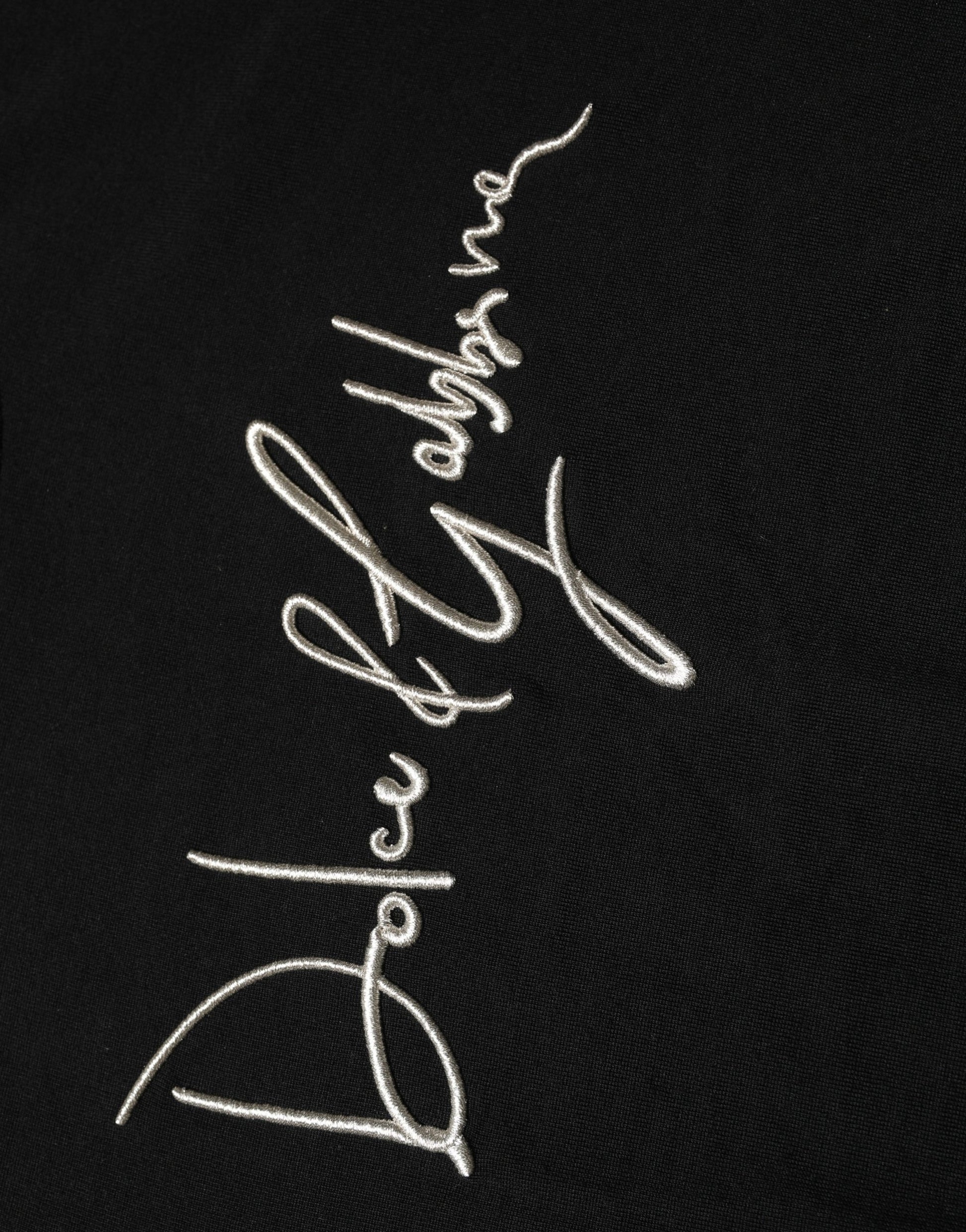 Black embroidered Logo Crew Neck Pullover Sweater