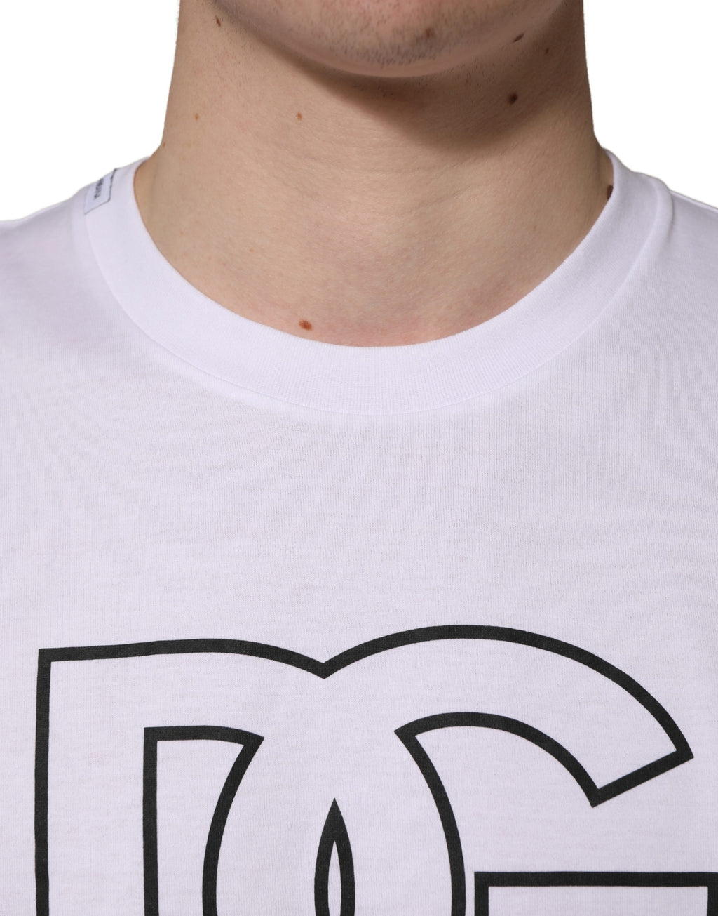 White DG Logo Print Short Sleeves Men T-shirt