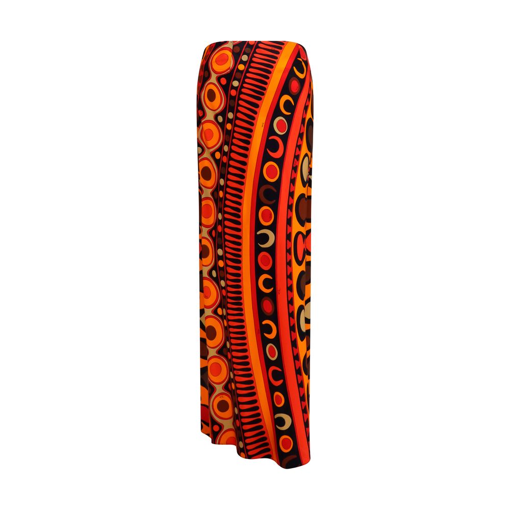 Orange Viscose Long Skirt