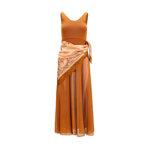 Brown Viscose Casual Dress