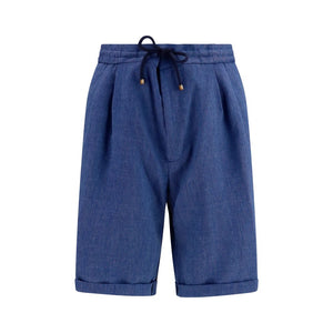 Blue Linen Bermuda Shorts