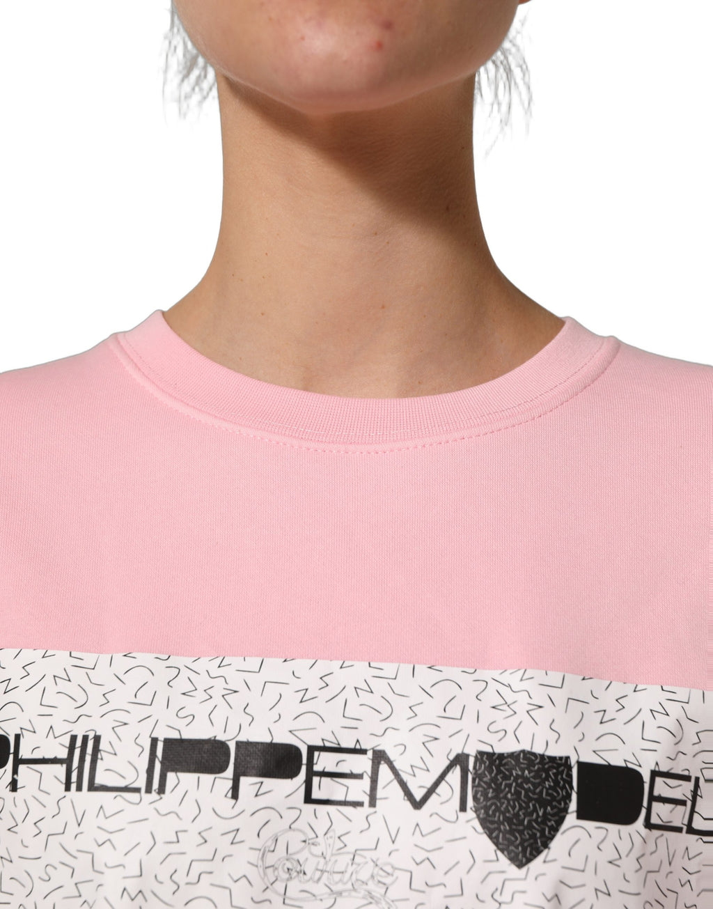 Pink Cotton Logo Long Sleeves Pullover Sweater