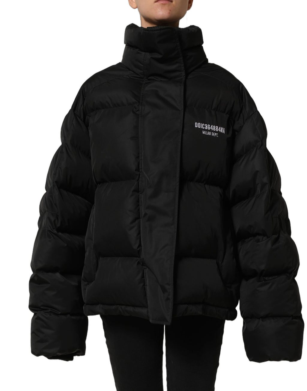 Black DGVIB3 Embroidered Padded Puffer Jacket