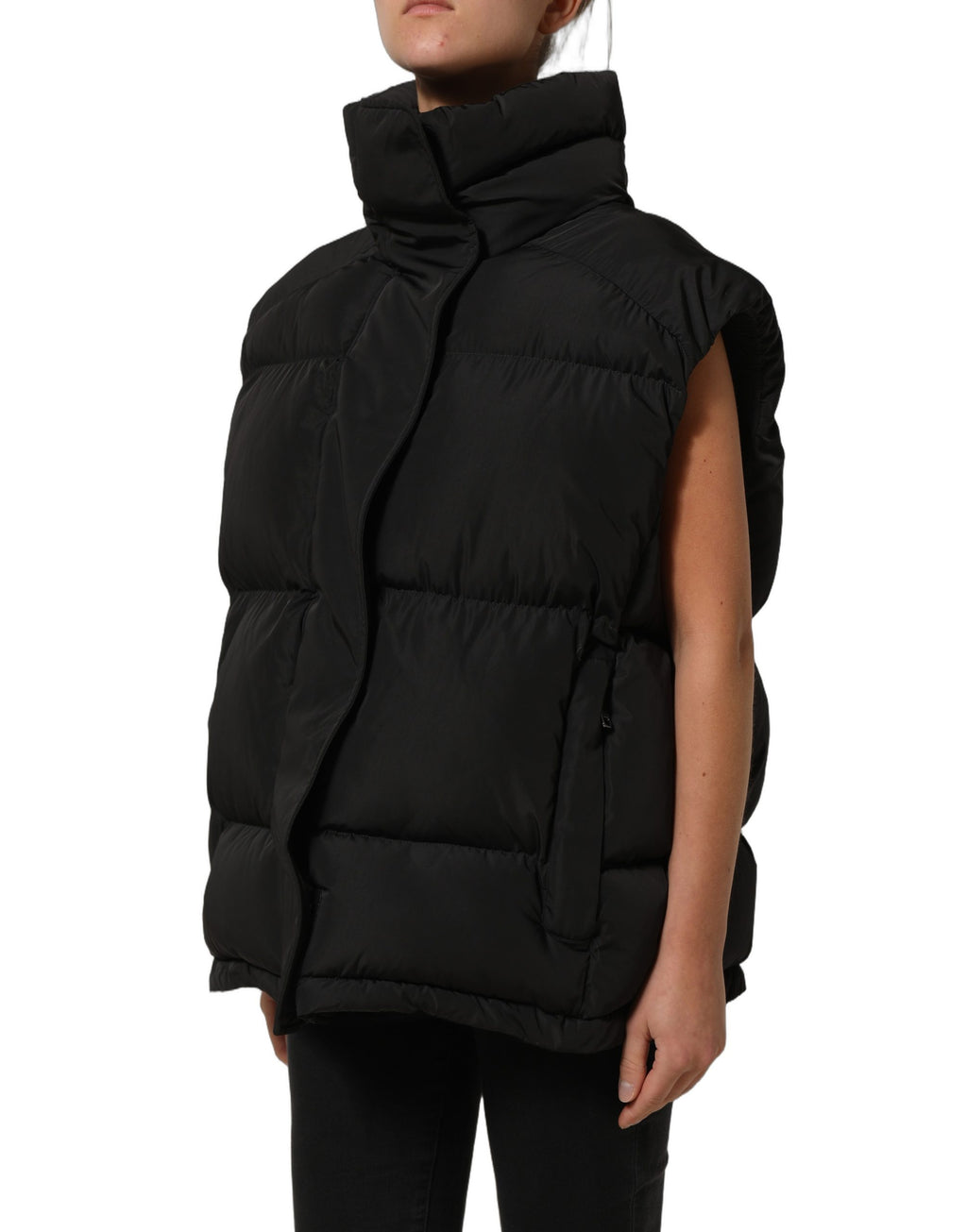 Black Polyester Sleeveless Padded Men Puffer Jacket