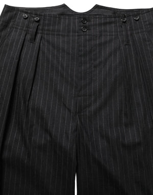 Black Pinstripe Wool Men Dress Trouser Pants