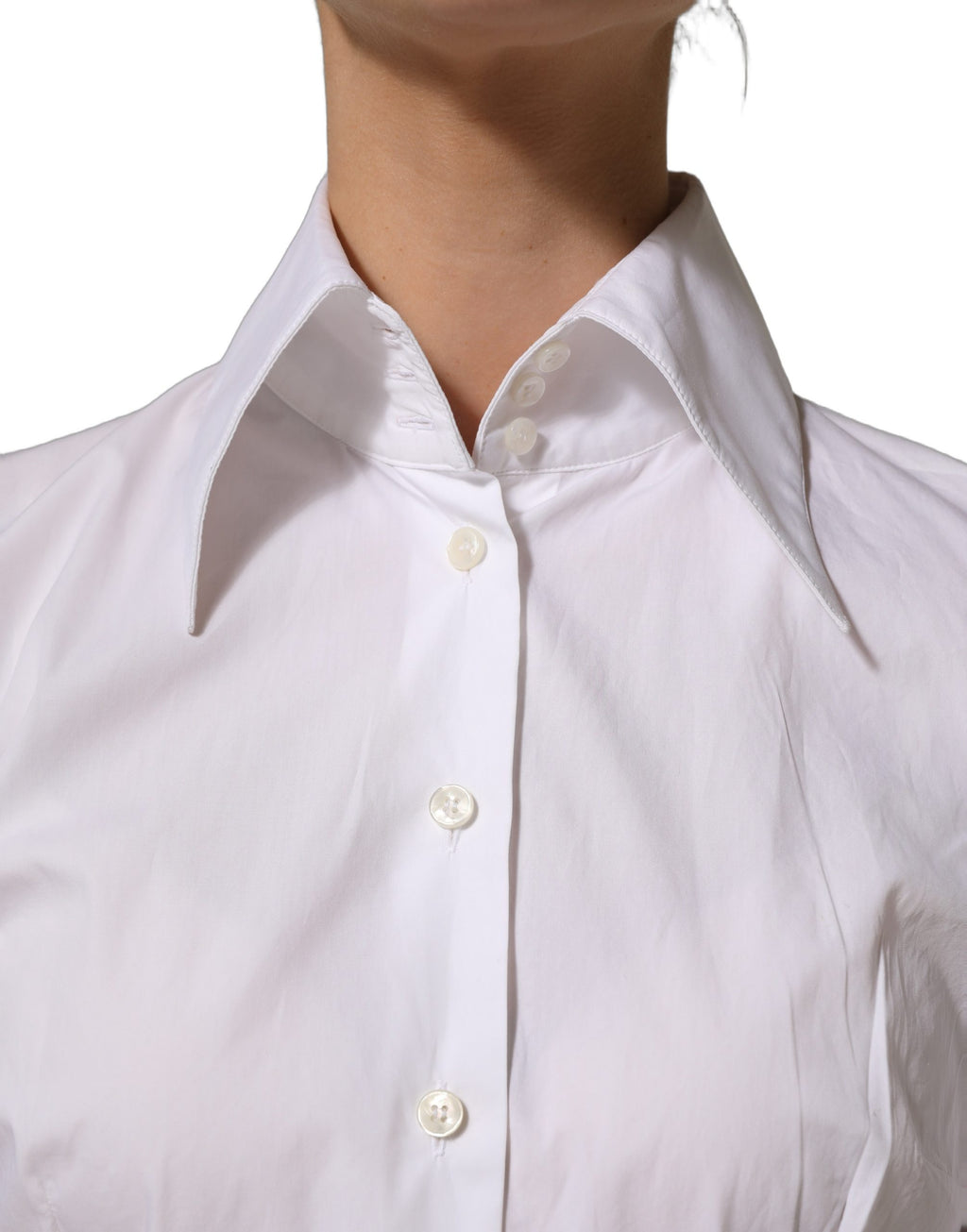 White Collared Long Sleeves Dress Shirt Top