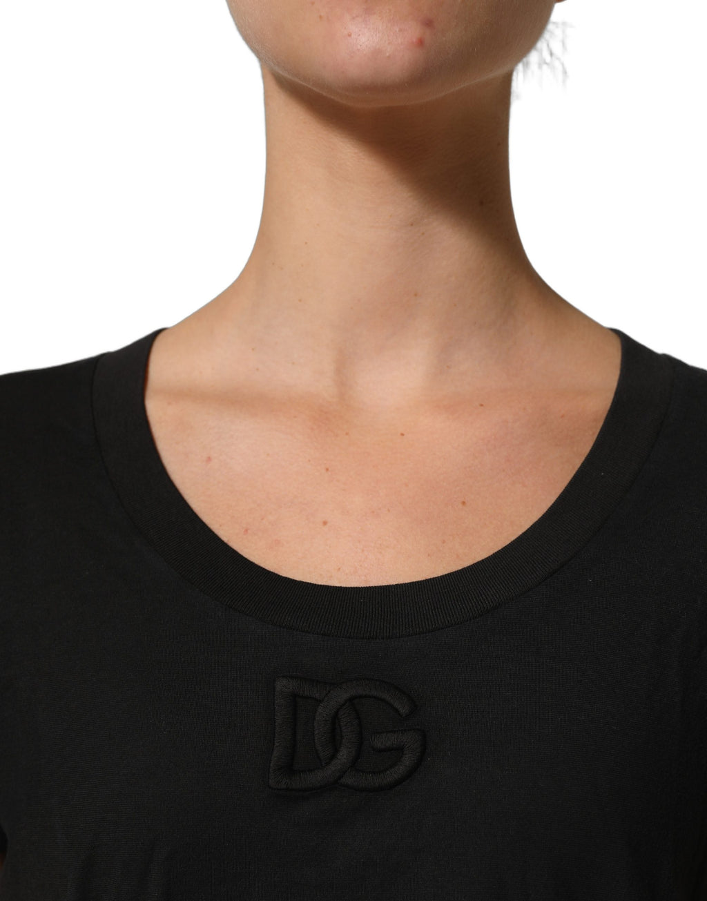 Black DG Logo Cotton Round Neck Tee T-shirt