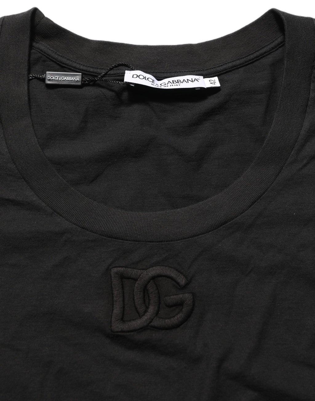 Black DG Logo Cotton Round Neck Tee T-shirt