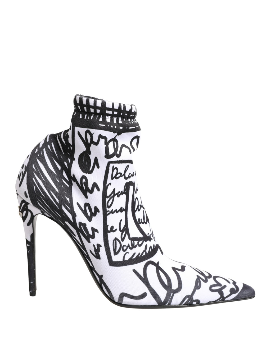 White Graffiti Stretch Ankle Boots Shoes