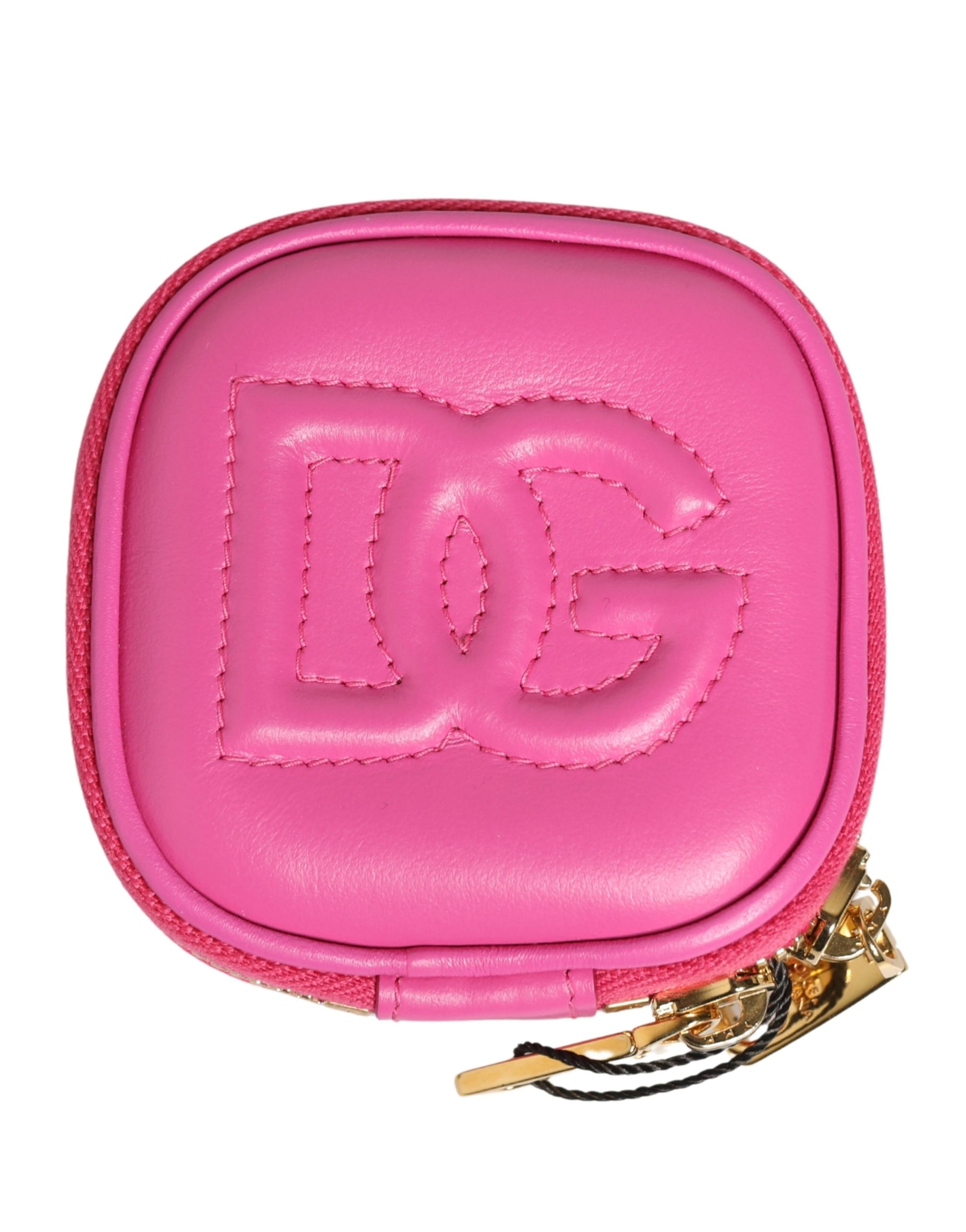 Pink Lamb Leather Embossed Logo Holder Airpod Case