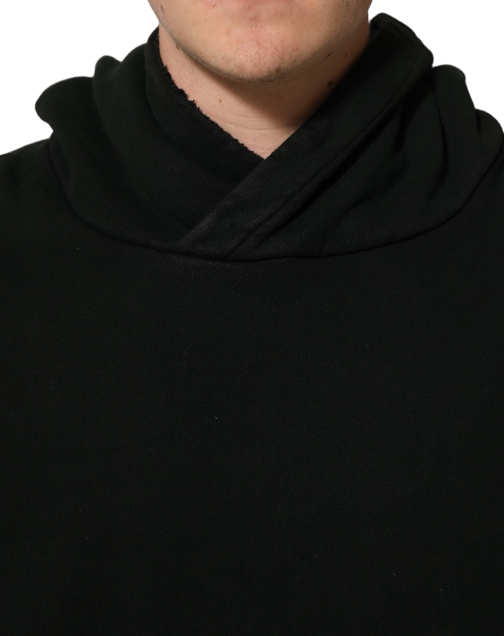 Black Cotton Hooded Men Sweatshirt Sweater
