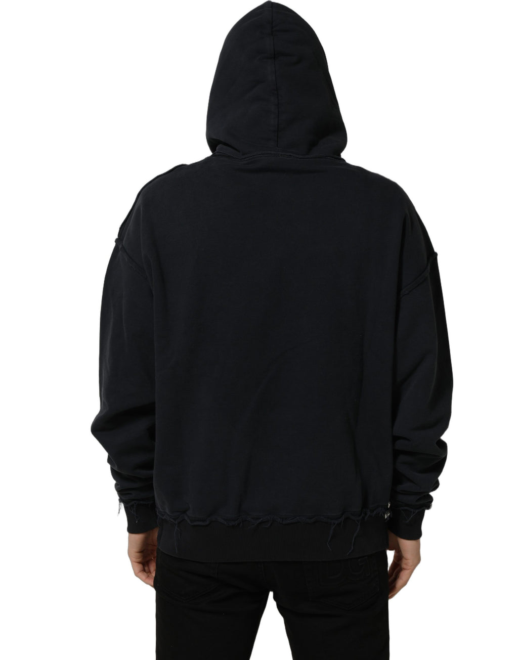 Black Anchor Print Hooded Sweatshirt Sweater