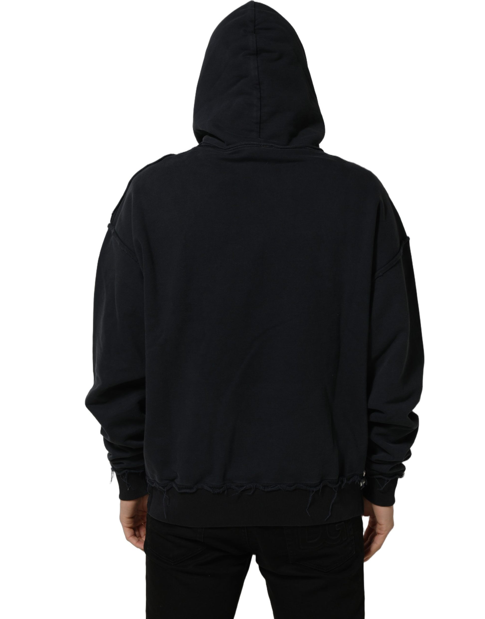 Black Anchor Print Hooded Sweatshirt Sweater