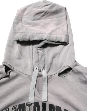 Gray Graphic Hooded Sweatshirt Men Sweater