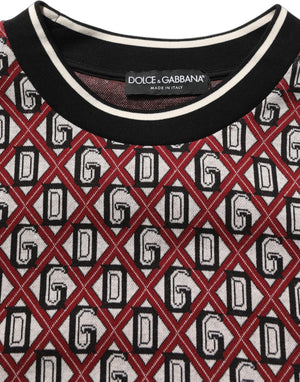 Red Logo Cotton Jacquard Sweatshirt Sweater