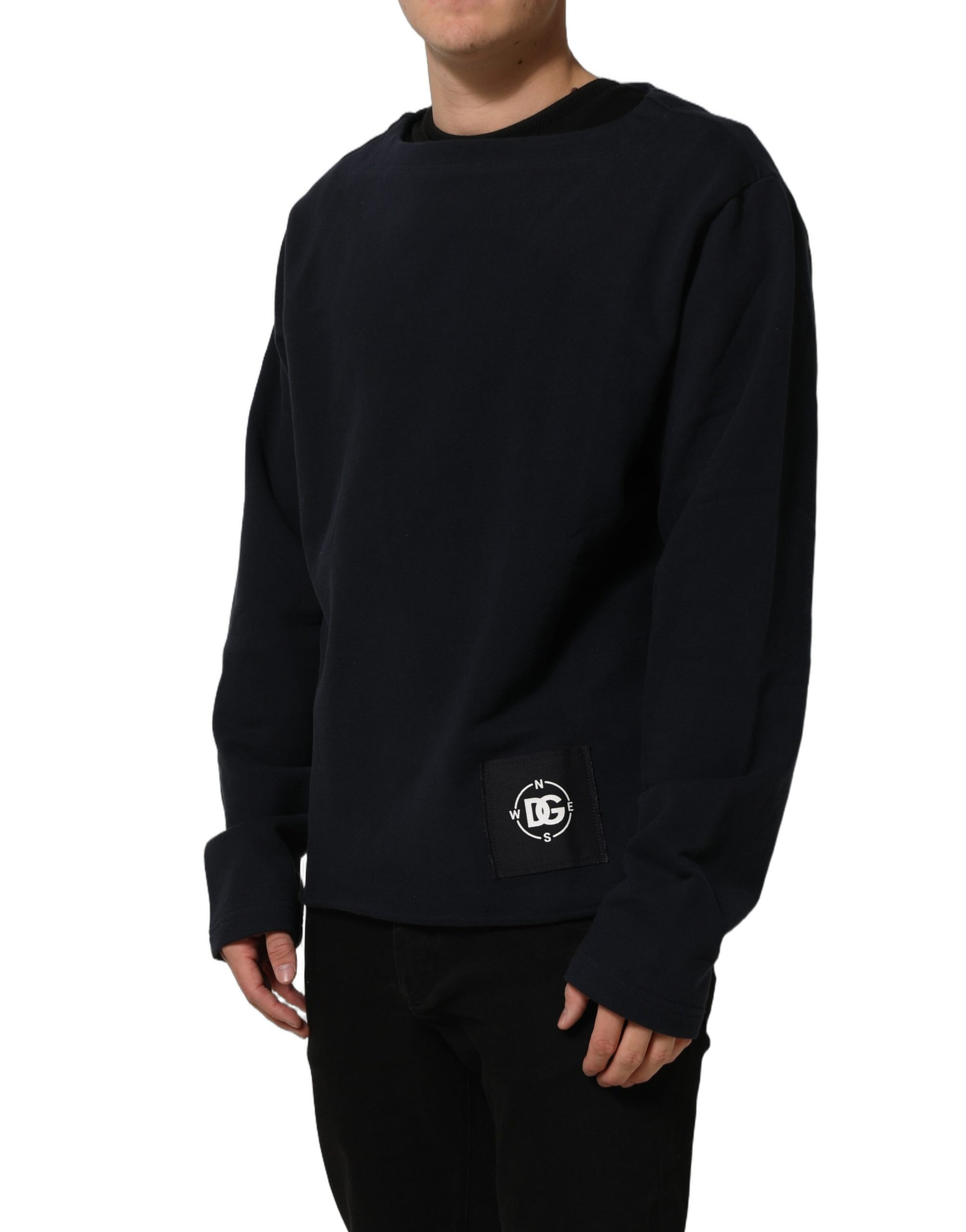 Dark Blue Logo Cotton Sweatshirt Sweater