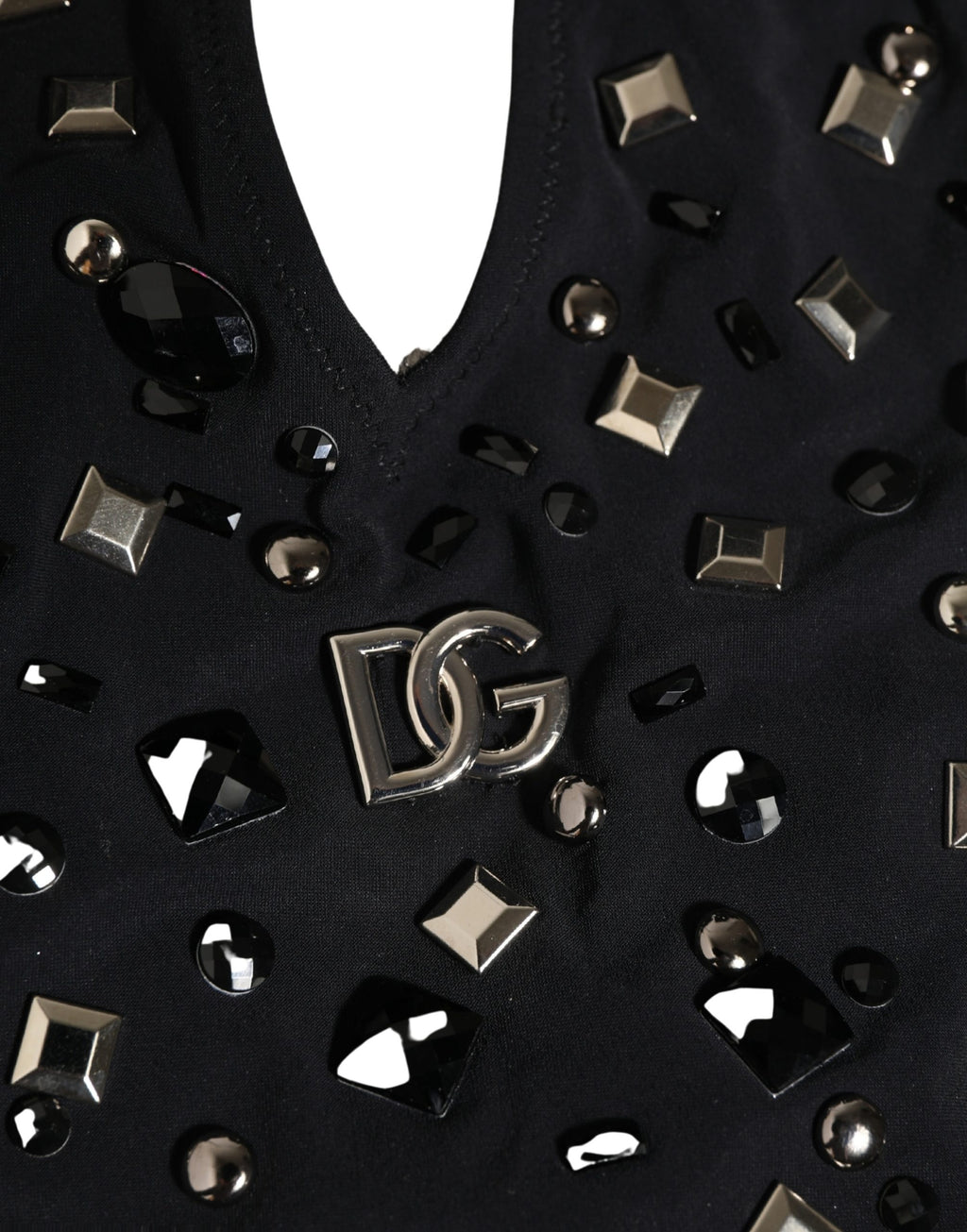 Black Logo Embellished Cutout One Piece Swimwear