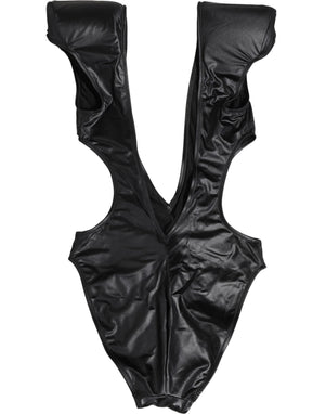 Black Deep V-Neck Cutout One Piece Swimwear