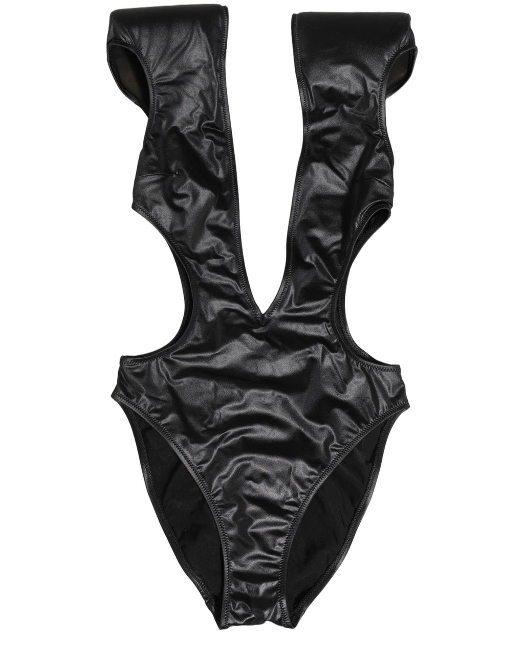 Black Deep V-Neck Cutout One Piece Swimwear