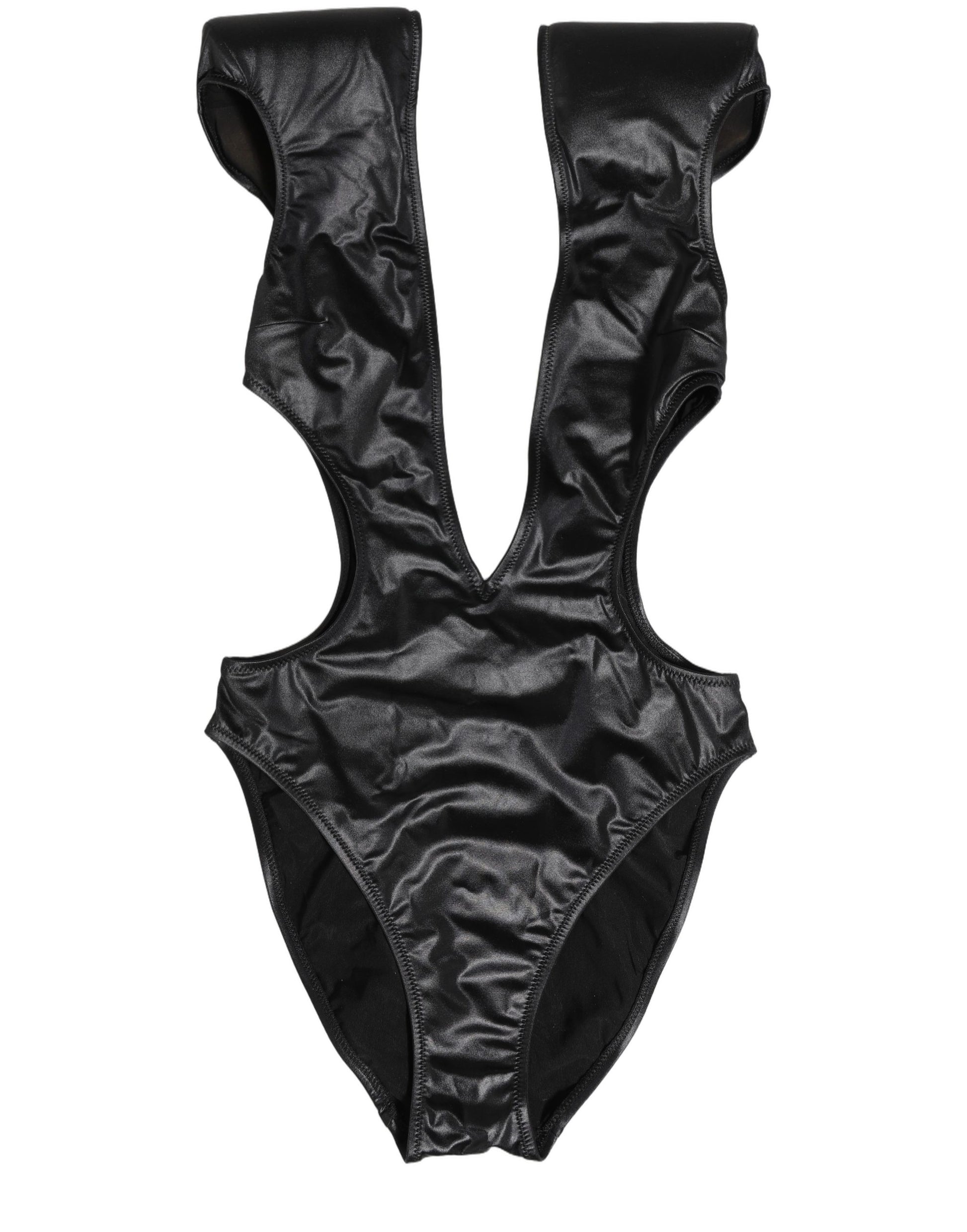 Black Deep V-Neck Cutout One Piece Swimwear