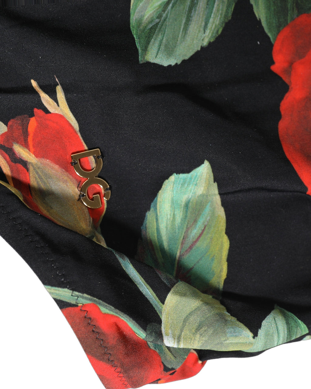 Black Floral Print One Piece Swimsuit Swimwear