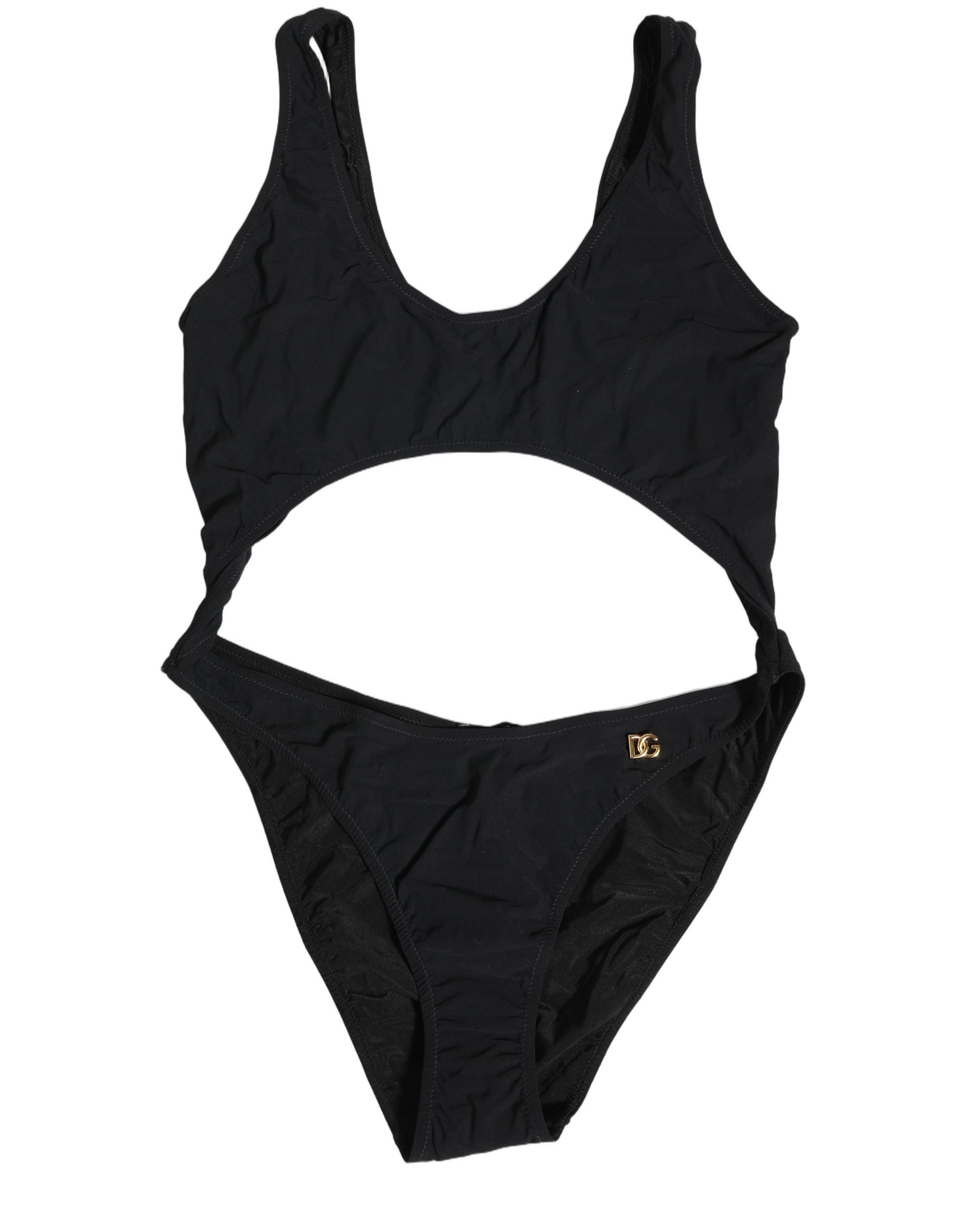 Black Cutout Logo One Piece Swimsuit Swimwear