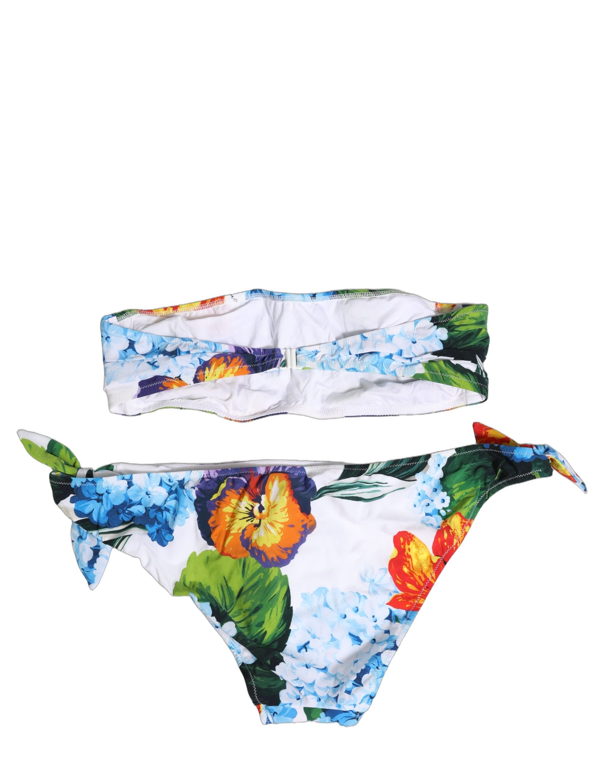 White Floral Bandeau Brief Two Piece Swimwear