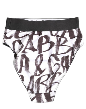 White Black Graphic Logo High Brief Underwear