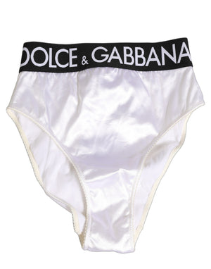 White Satin High-Waist Brief Logo Women Underwear