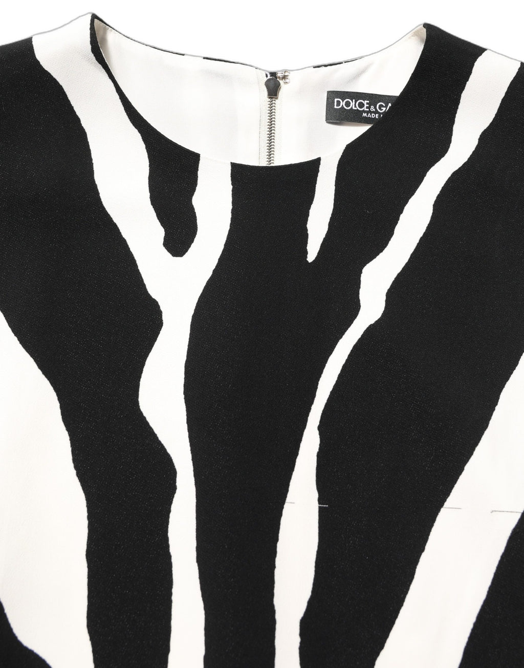 Black White Zebra Print Viscose Mini Dress