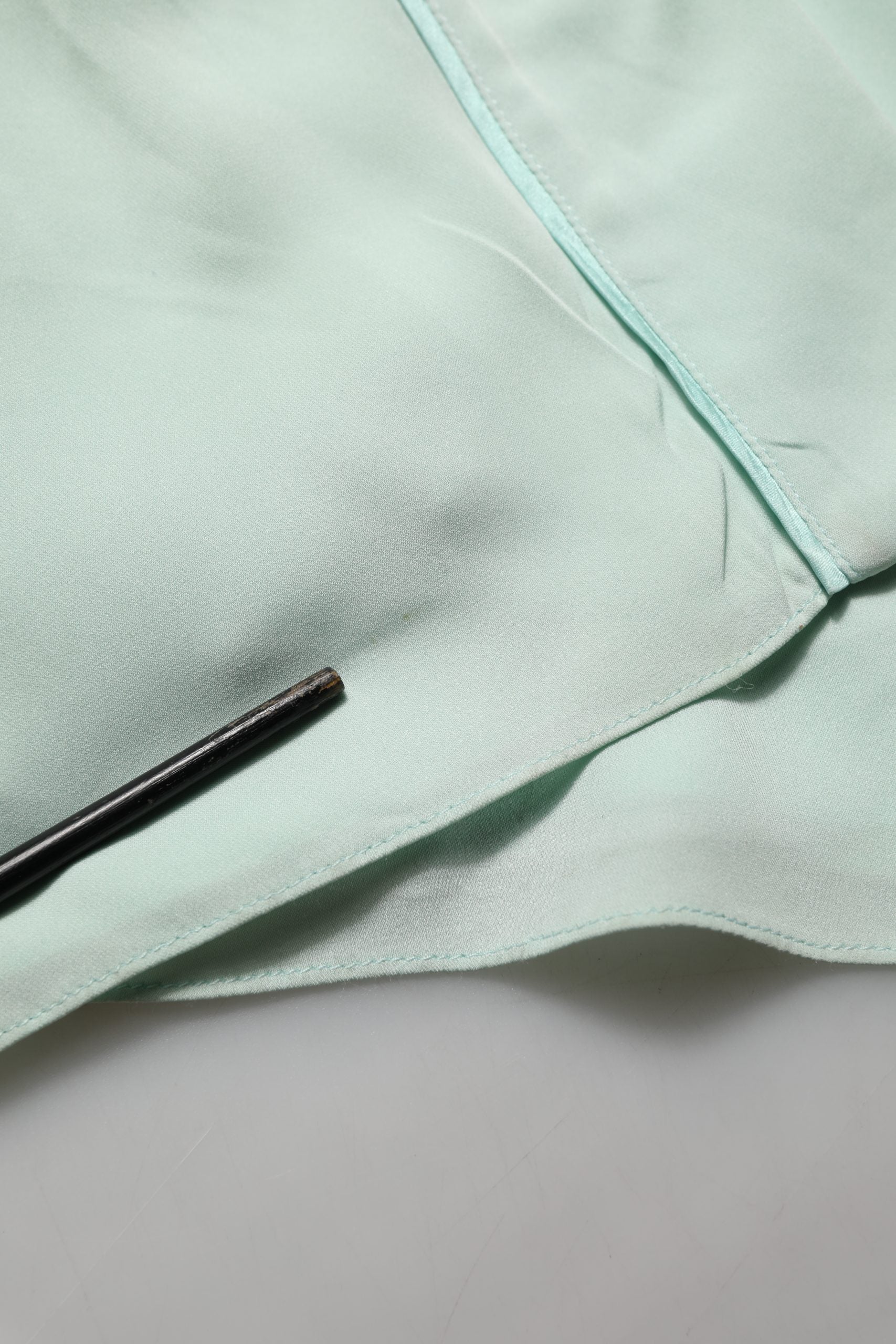 Mint Green Silk Lace Trim Abaya Maxi Dress