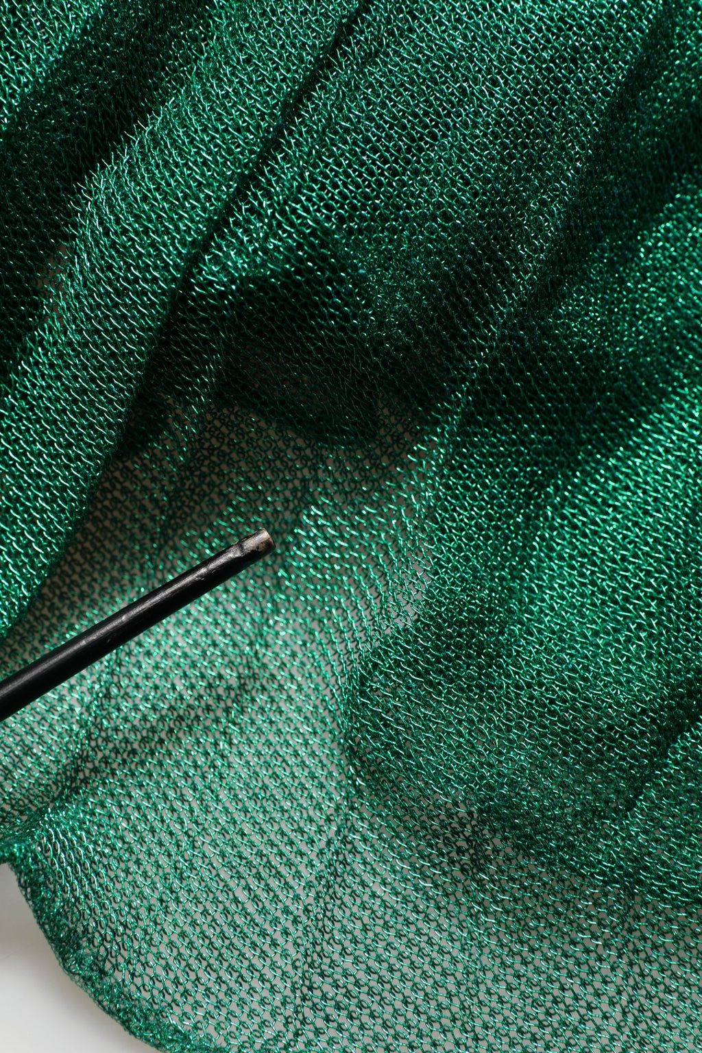Metallic Green Sleeveless Plissé Gown Dress