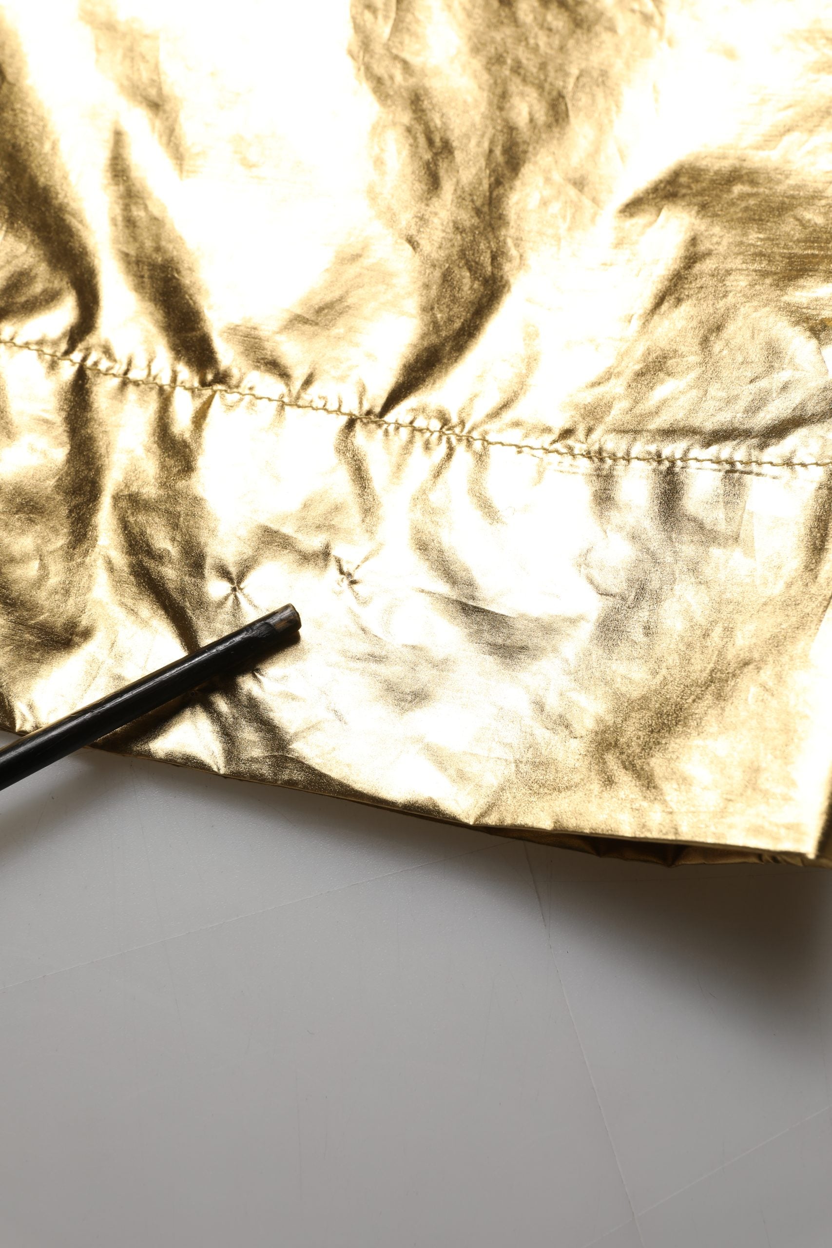 Metallic Gold High Waist Pleated Tapered Pants