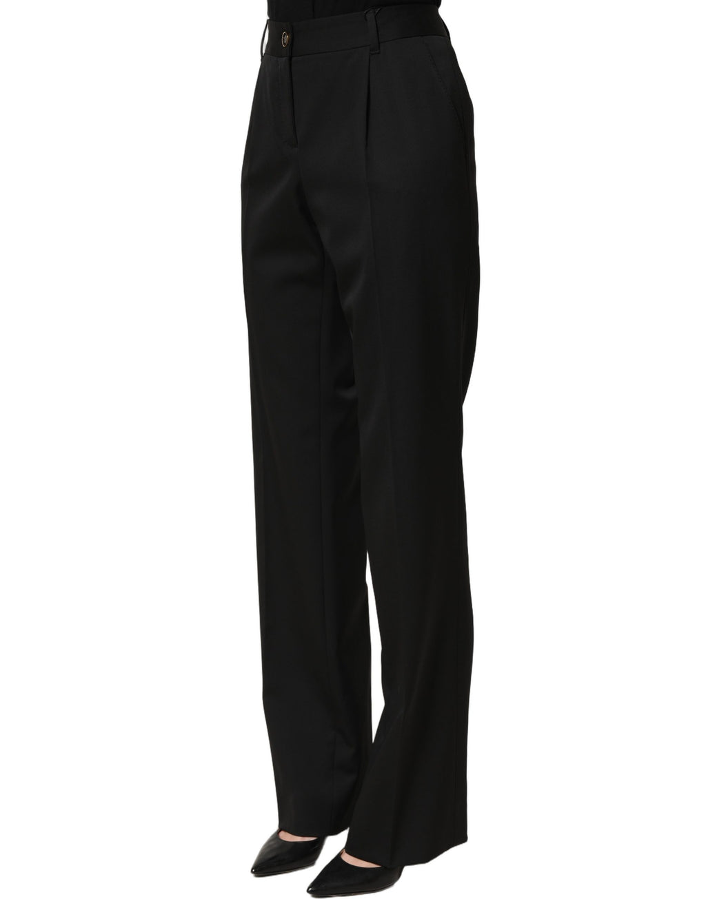 Black High Waist Straight Dress Trouser Pants