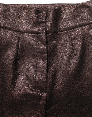 Metallic Brown High Waist Tapered Leg Pants