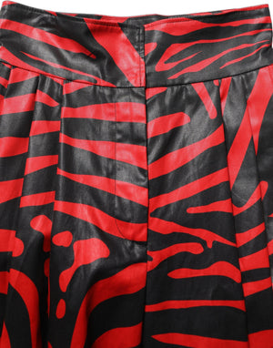Red Black Zebra Print Cotton HighWaist Pants
