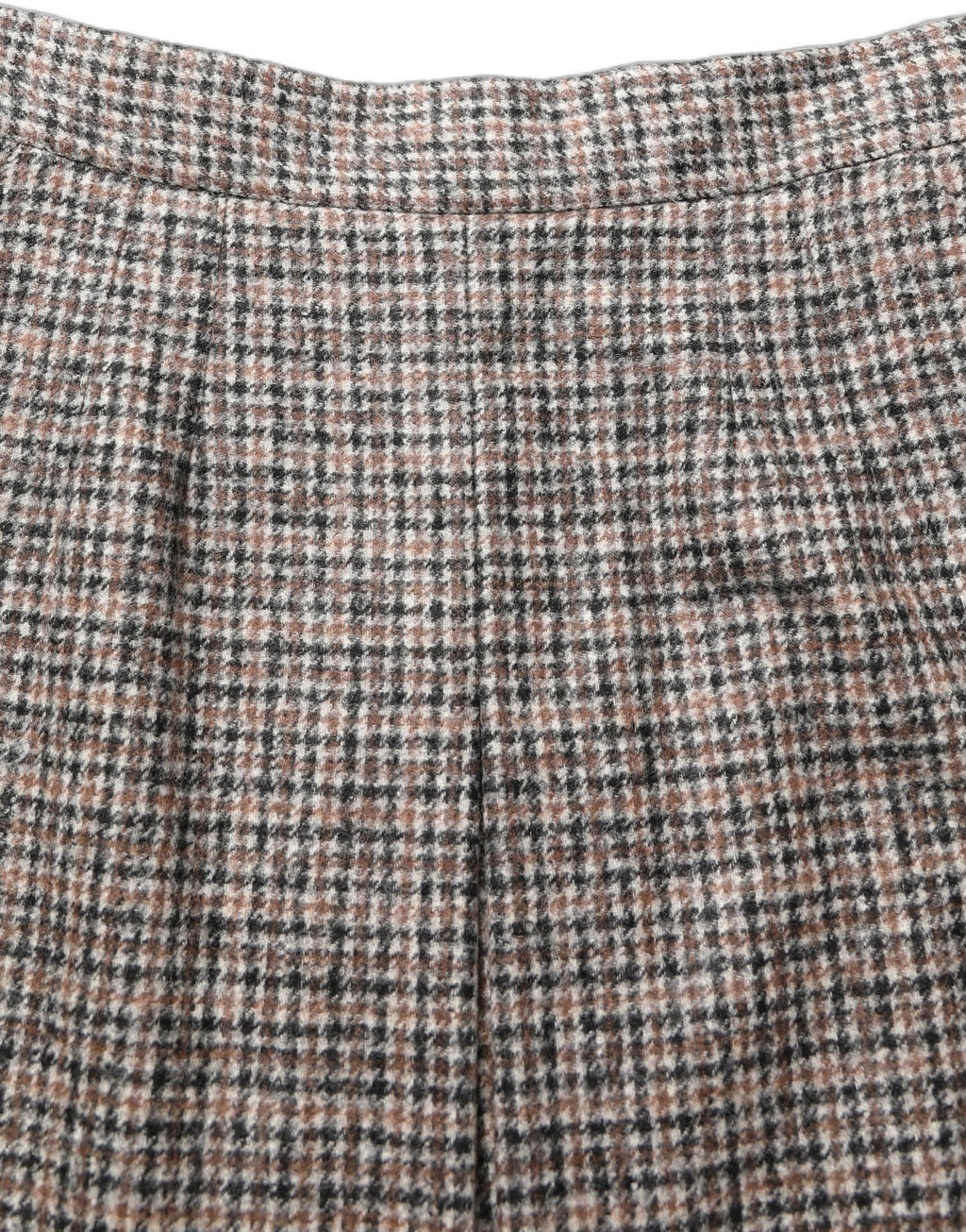 Brown Tweed High Waist A-line Mini Skirt