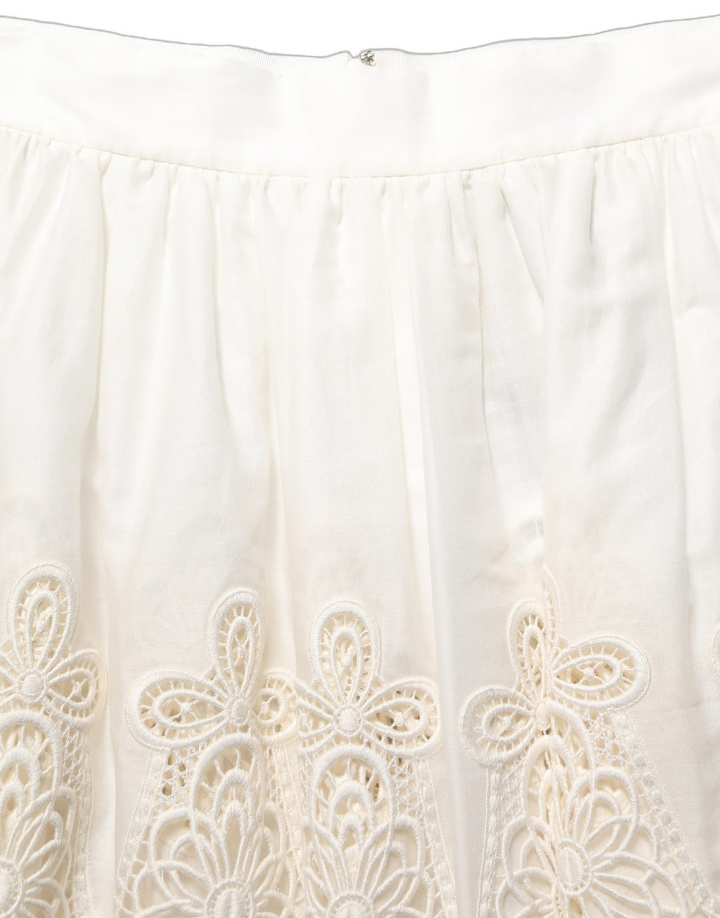White Floral Embroidered A-line Mini Skirt