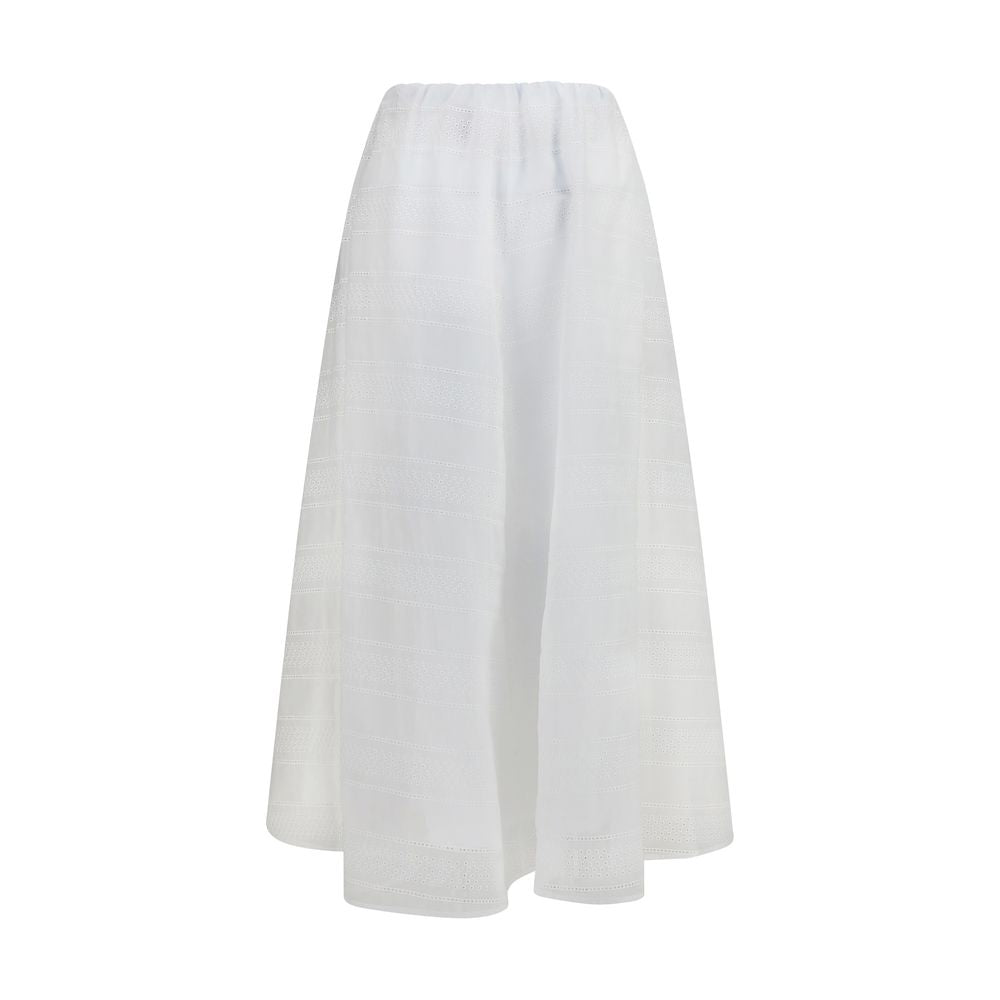 White Cotton Long Skirt
