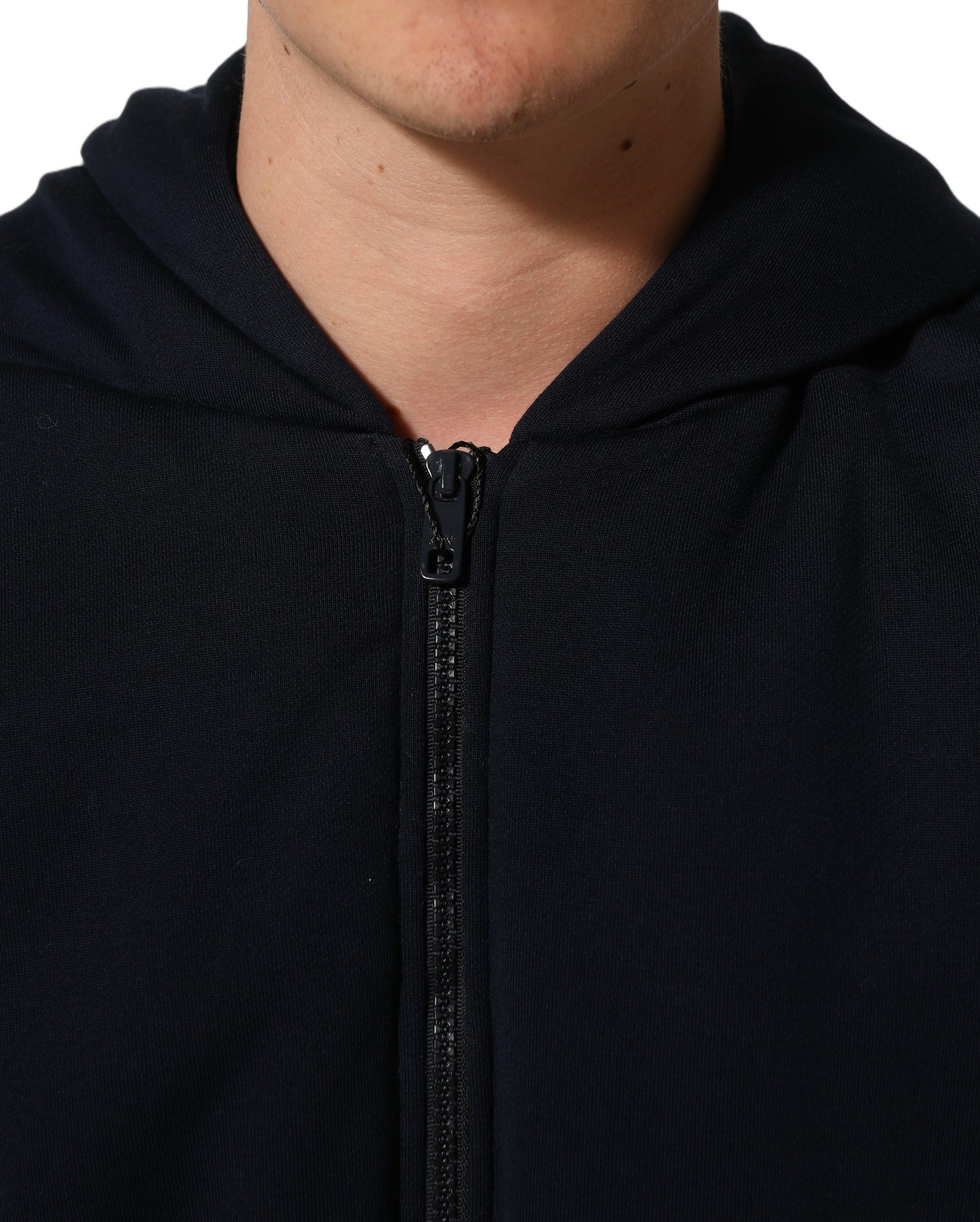 Black Cotton Full Zip Hooded Bomber Jacket