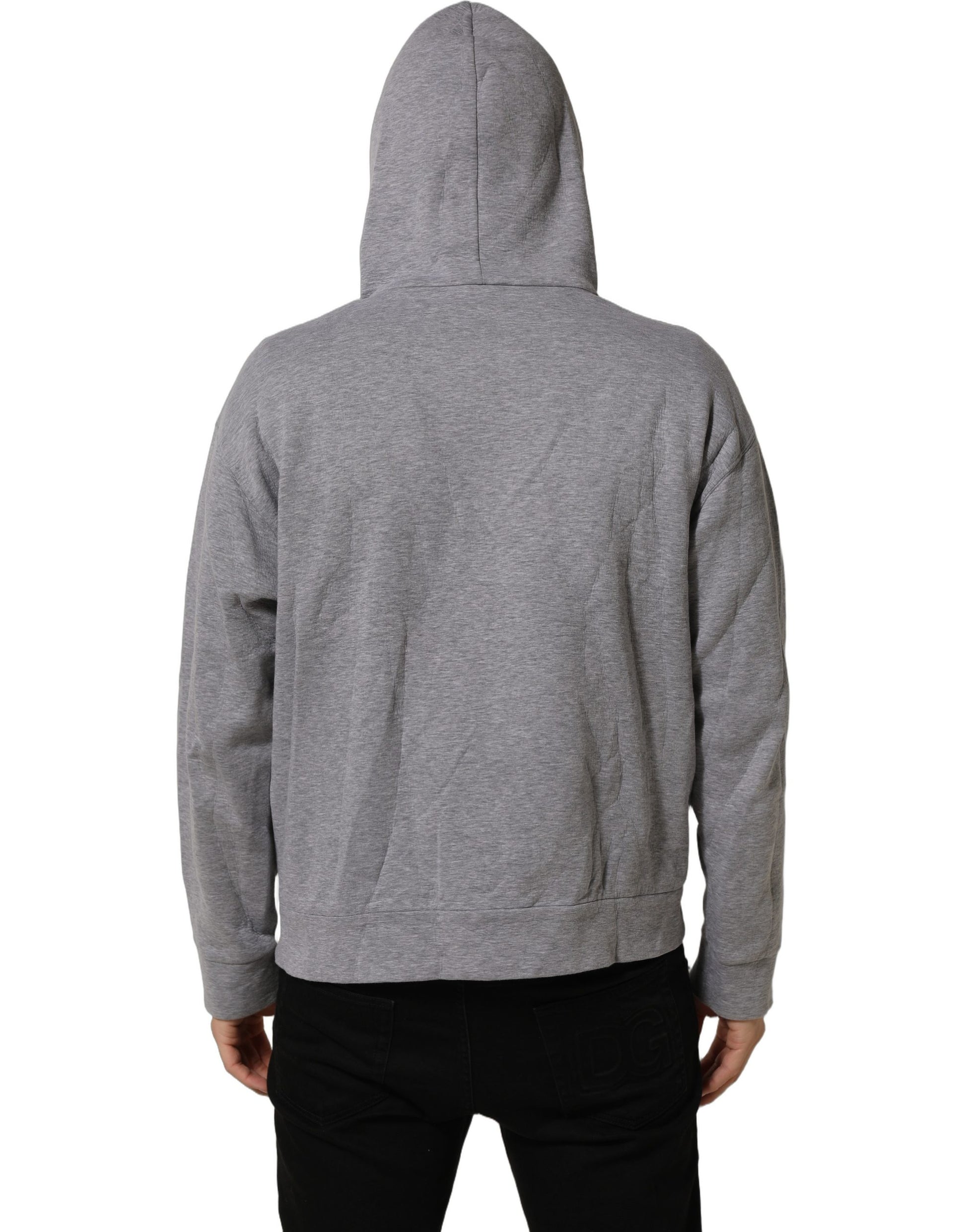 Gray Cotton Logo Hooded Sweatshirt Sweater