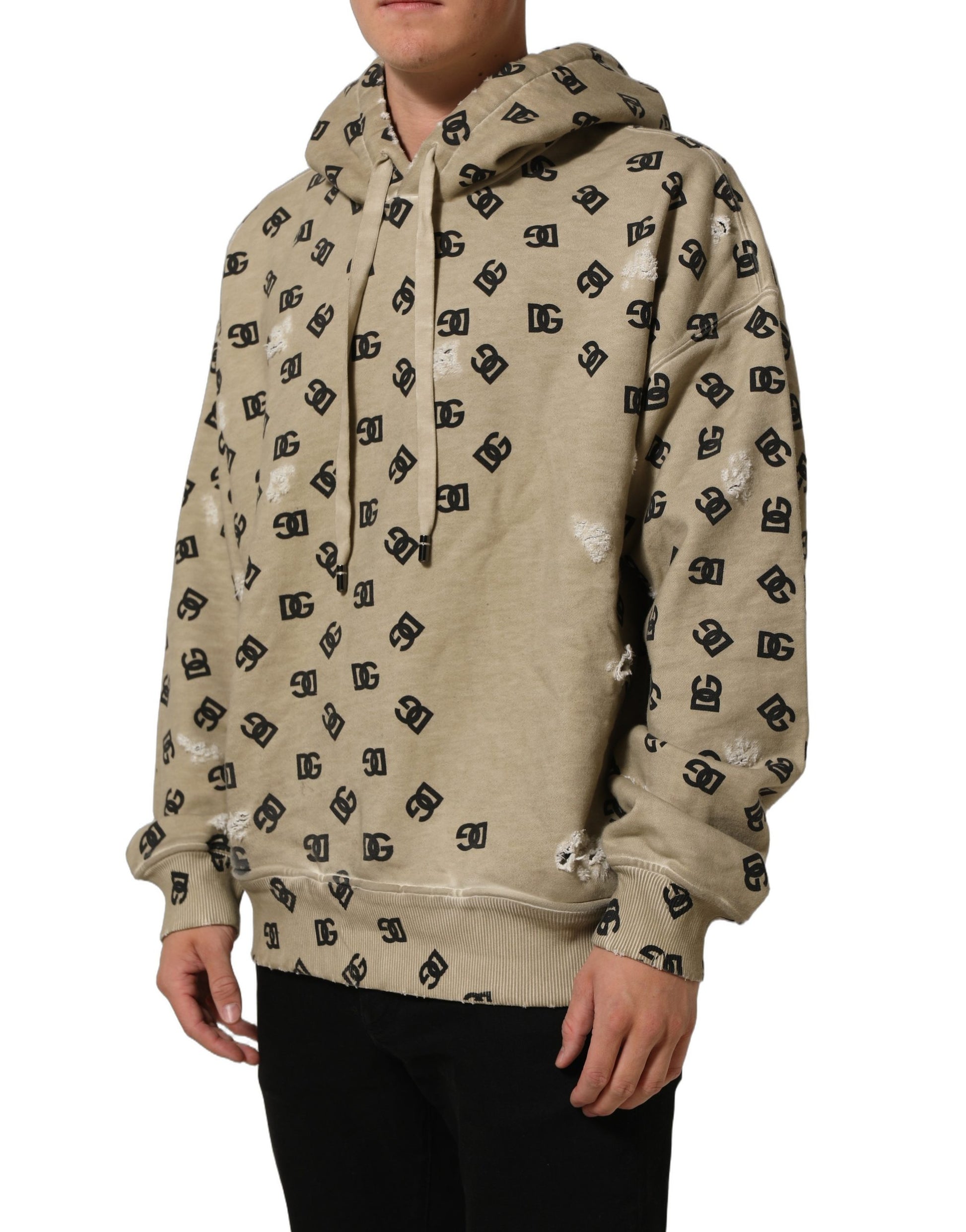 Brown Cotton Logo Hooded Sweatshirt Sweater