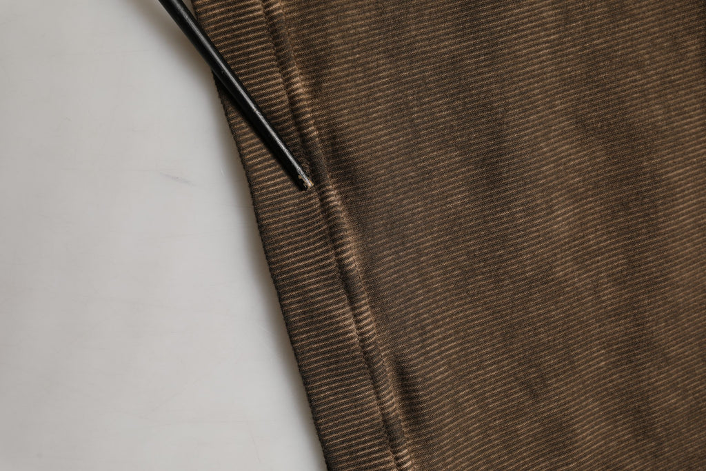 Brown Cotton Buttoned Henley Pullover Sweater